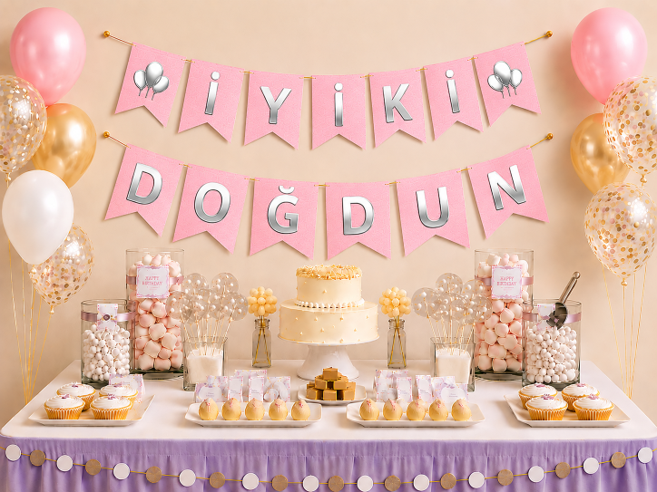Doğum%20Günü%20Zarflı%20Banner%20Pembe%20Varaklı%20Gümüş%20İyi%20Ki%20Doğdun