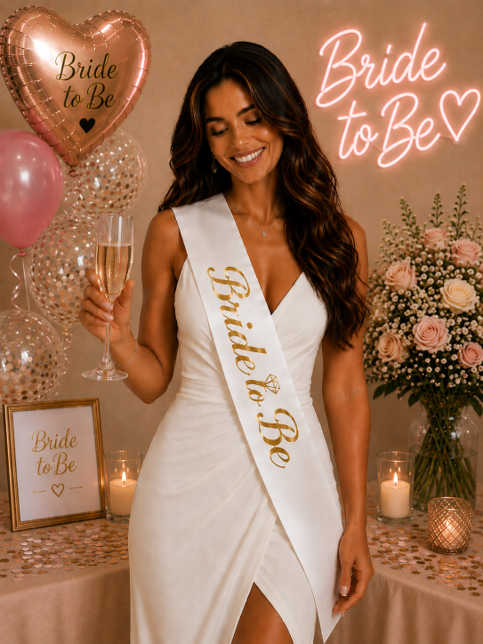 Bride%20To%20Be%20Gold%20Yazılı%20Kuşak%20Beyaz%20Renk