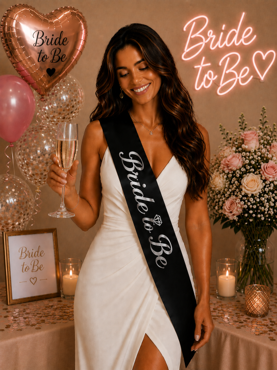 Siyah%20Bride%20To%20Be%20Gümüş%20Yazılı%20Kuşak