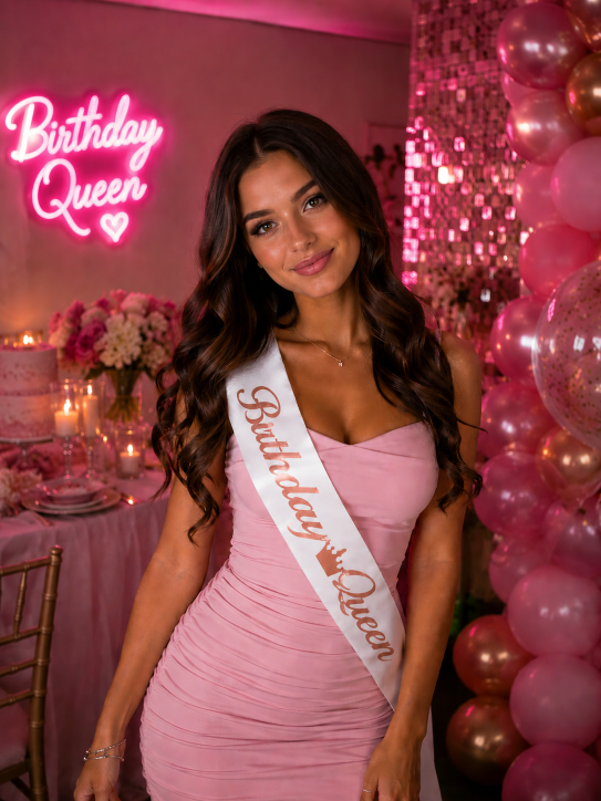 Beyaz%20Birthday%20Queen%20Rosegold%20Yazılı%20Kuşak
