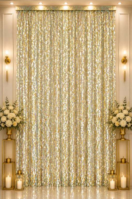 Metalize%20Arka%20Fon%20Perde%20Dalgalı%20Hologramlı%20Şampanya%20100x200%20cm