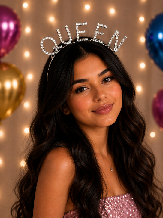 Doğum%20Günü%20Queen%20Taşlı%20Taç%20Gümüş