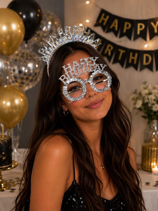 Happy%20Birthday%20Taç%20Gözlük%20Seti%20Gümüş