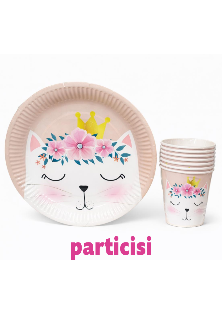 Doğum%20Günü%20Kedi%20Tabak%20Bardak%208li