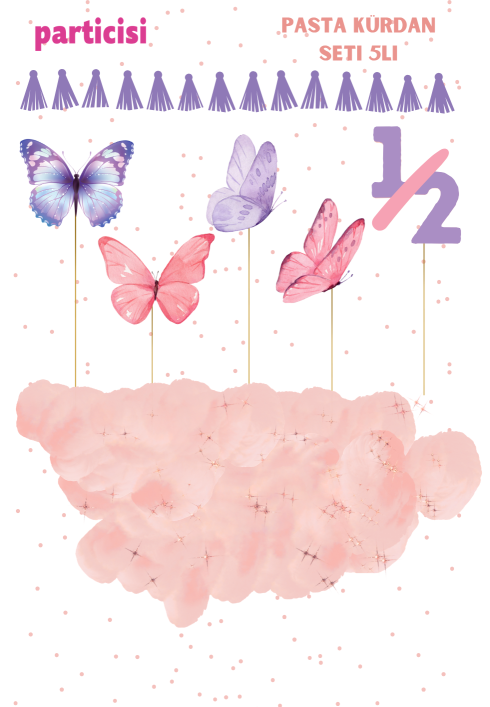 Kelebek%201/2%20Yaş%20Pasta%20Üstü%20Kürdan%205li