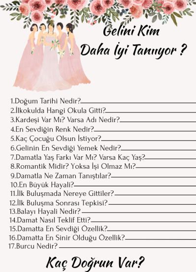 Bride To Be Partisi Oyun Kartı