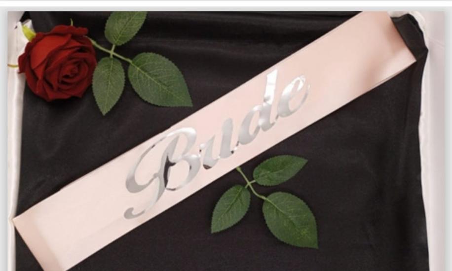 Bride Gümüş Yazılı Kuşak Pembe Renk