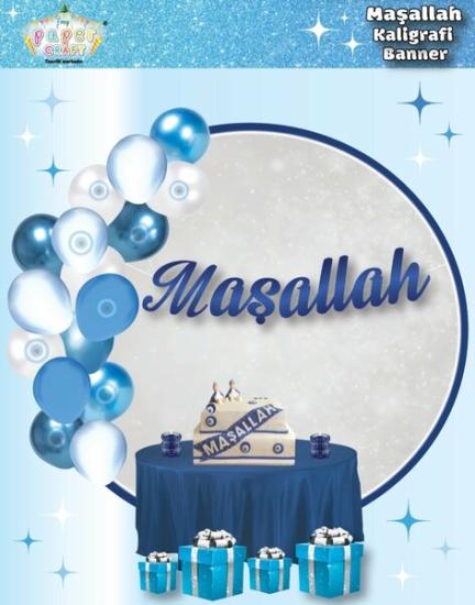 Kaligrafi Banner Maşallah Lacivert