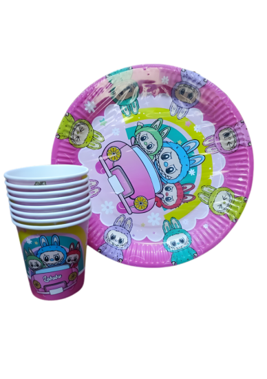 Doğum Günü Labubu Tabak Bardak 8li