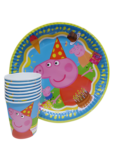 Doğum Günü Peppa Pig Tabak Bardak 8li