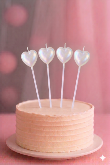 Parti Mumu Beyaz Sedef Kalp 4 adet