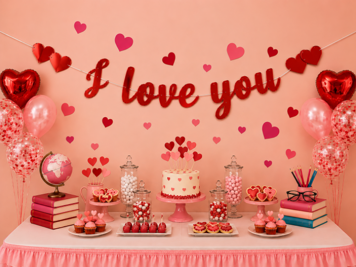 Kaligrafi Banner I Love You Kırmızı