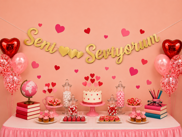 Kaligrafi Banner Seni Seviyorum Gold