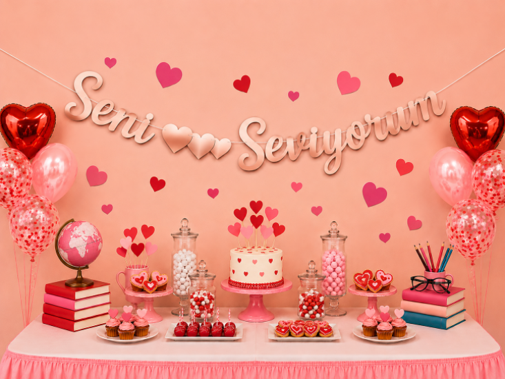 Kaligrafi Banner Seni Seviyorum Rosegold
