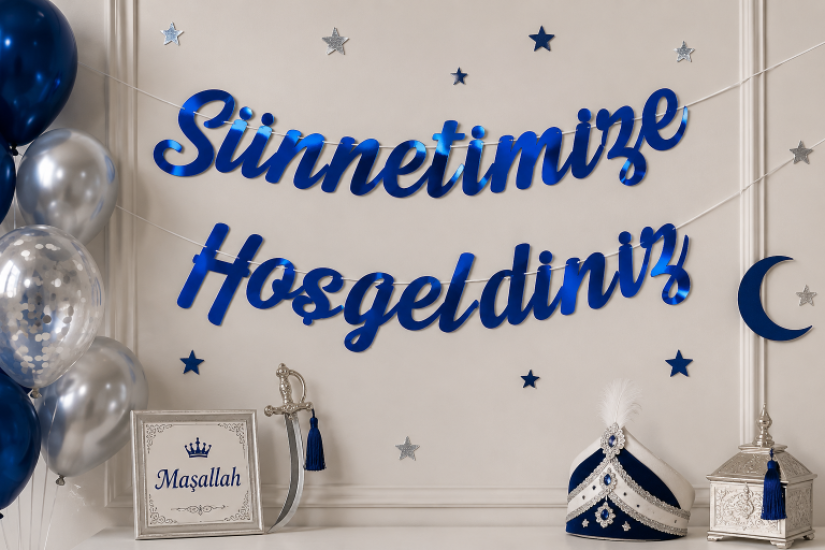 Kaligrafi Banner Sünnetimize Hoşgeldiniz Lacivert