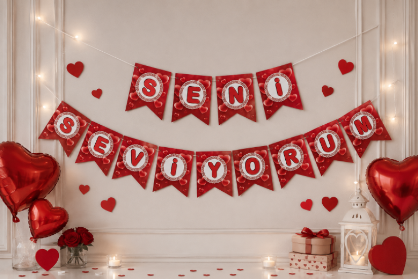 Sevgililer Günü Seni Seviyorum Banner Zikzak