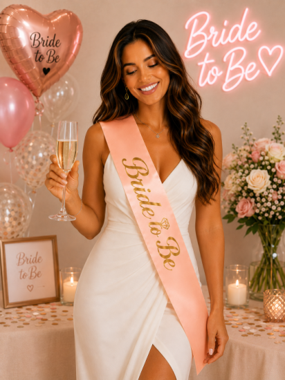 Bride To Be Gold Yazılı Kuşak Pembe Renk
