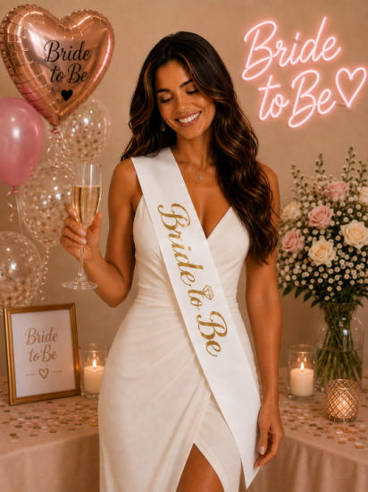 Beyaz Bride to be Rosegold Yazılı Kuşak
