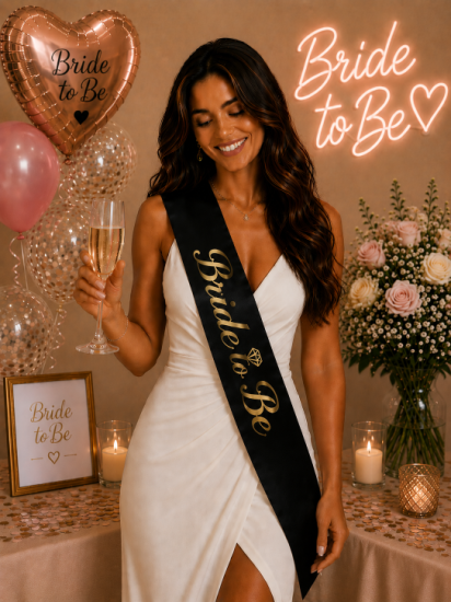 Siyah Bride To Be Gold Yazılı Kuşak