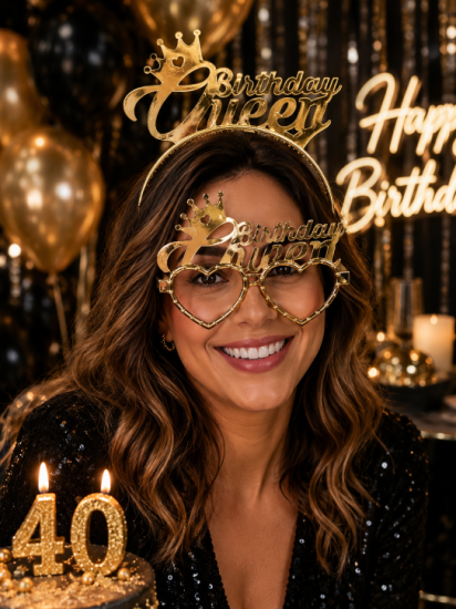 Birthday Queen Taç Gözlük Seti Gold