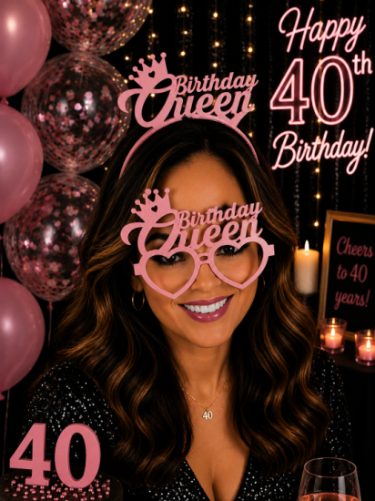 Birthday Queen Taç Gözlük Seti Pembe