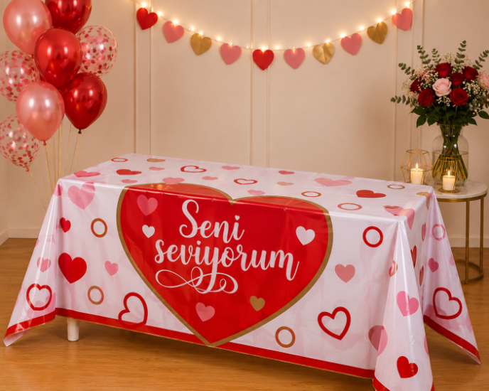Sevgililer Günü Kullan At Masa Örtüsü Seni Seviyorum
