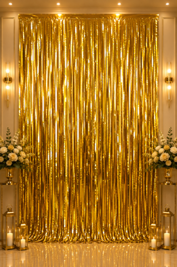 Metalize Arka Fon Perde Gold 100x200 cm