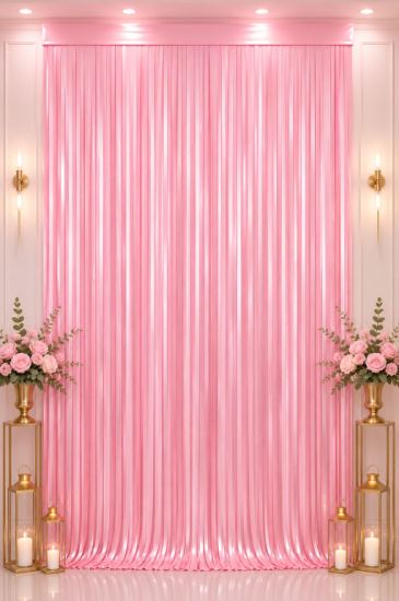 Arka Fon Perde Pastel Pembe 100x200 cm