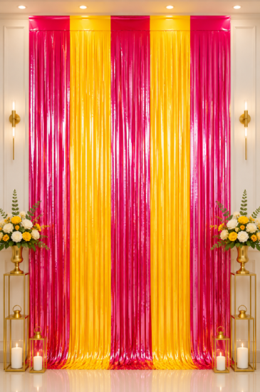 Arka Fon Perde Sarı Kırmızı 100x200 cm