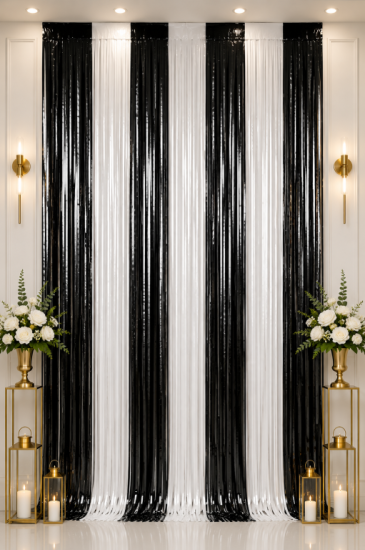 Arka Fon Perde Siyah Beyaz 100x200 cm