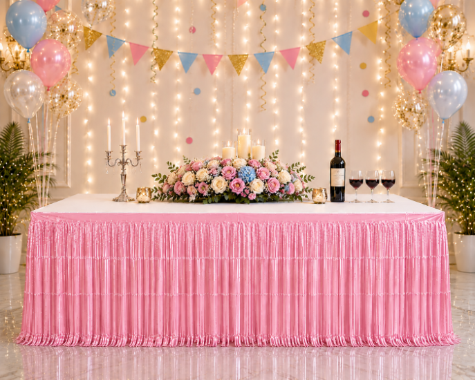 Pastel Masa Eteği Pembe 80x320 cm