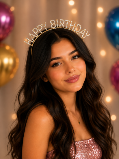 Doğum Günü Happy Birthday Taşlı Taç Gold