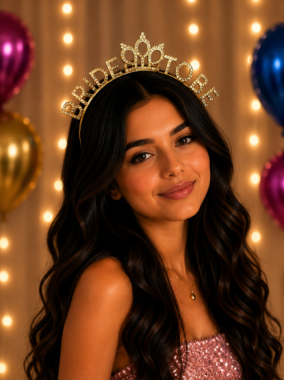 Bride To Be Taşlı Taç Gold