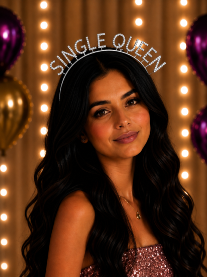Single Queen Taşlı Taç Gümüş