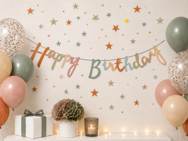 Doğum Günü Kaligrafi Banner Happy Birthday Retro