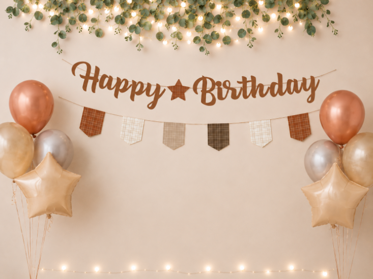 Doğum Günü Kaligrafi Banner Happy Birthday Retro