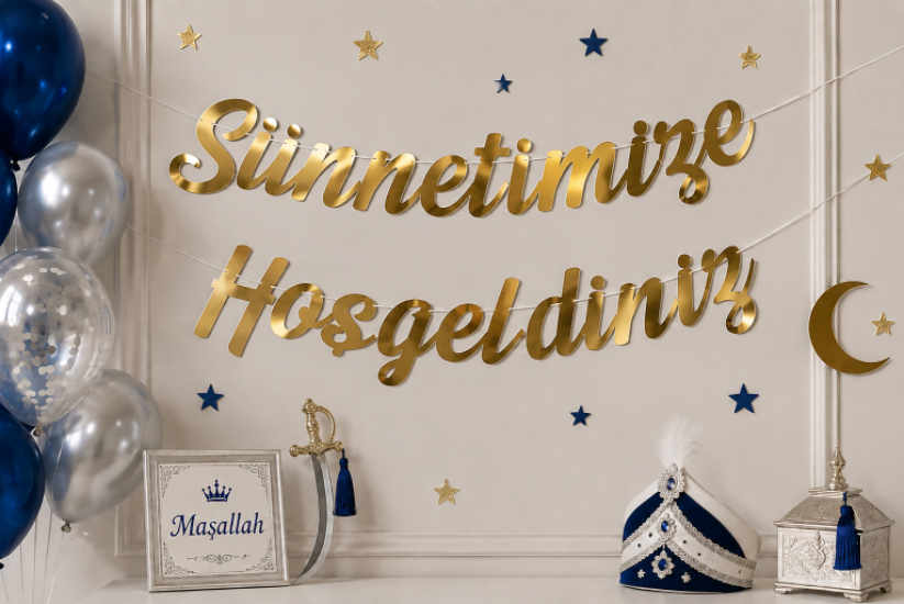 Kaligrafi Banner Sünnetimize Hoşgeldiniz Gold