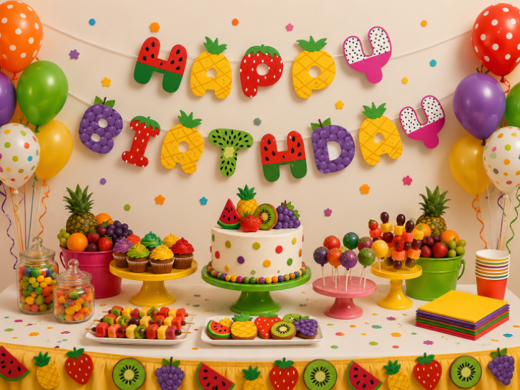 Doğum Günü Meyveler Happy Birthday Banner