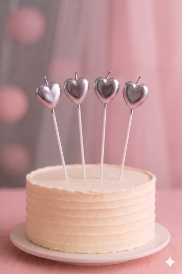 Parti Mumu Gümüş Kalp 4 adet