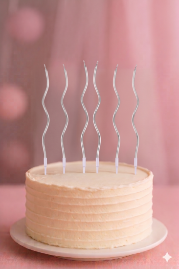 Parti Mumu Kıvrımlı Gümüş Renk 6 adet