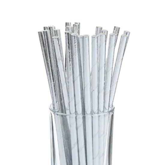 Kağıt Pipet Gümüş 24 adet
