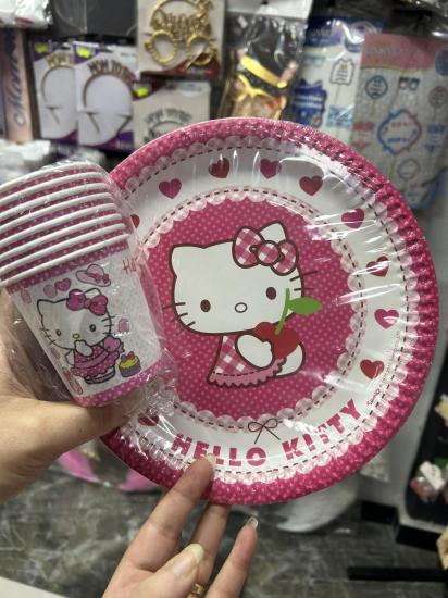 Doğum Günü Hello Kitty Tabak Bardak 8li