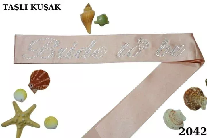 Taşlı Pembe Bride To Be Gümüş Yazılı Kuşak