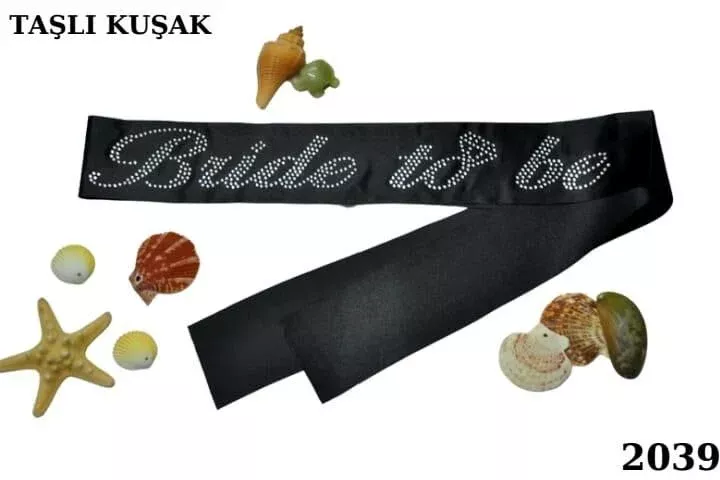 Taşlı Siyah Bride To Be Gümüş Yazılı Kuşak