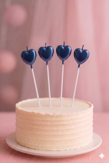 Parti Mumu Koyu Mavi Kalp 4 adet