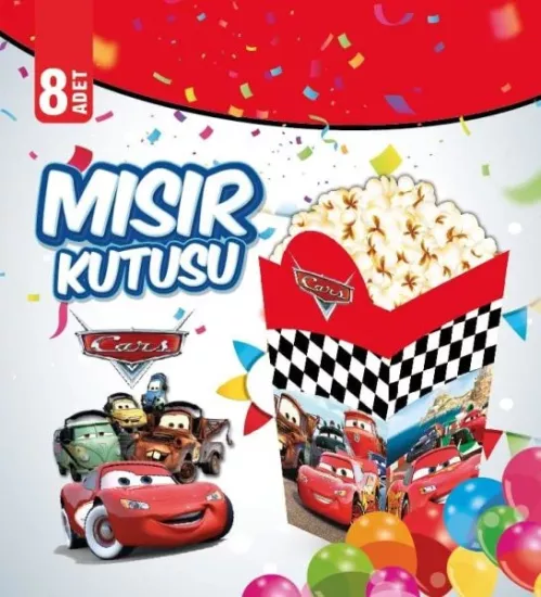 Arabalar Baskılı Mısır Kutusu 8li