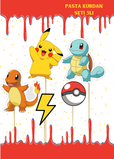 Pokemon Pasta Üstü Kürdan 5li