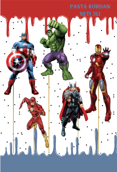 Avengers Pasta Üstü Kürdan 5li