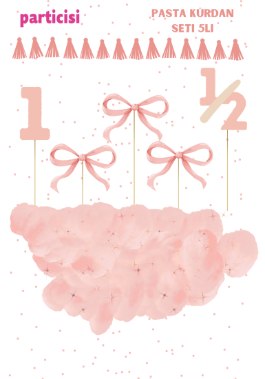 Pembe Fiyonk Pasta Üstü Kürdan 5li