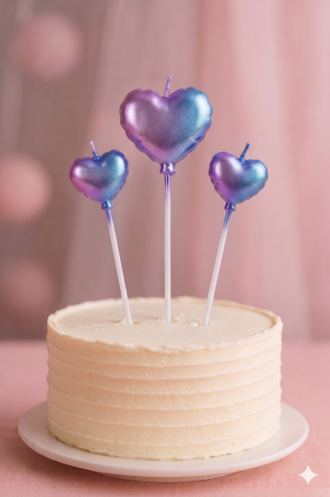 Parti Mumu Gökkuşağı Kalp 3 adet